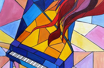Piano stained glass art